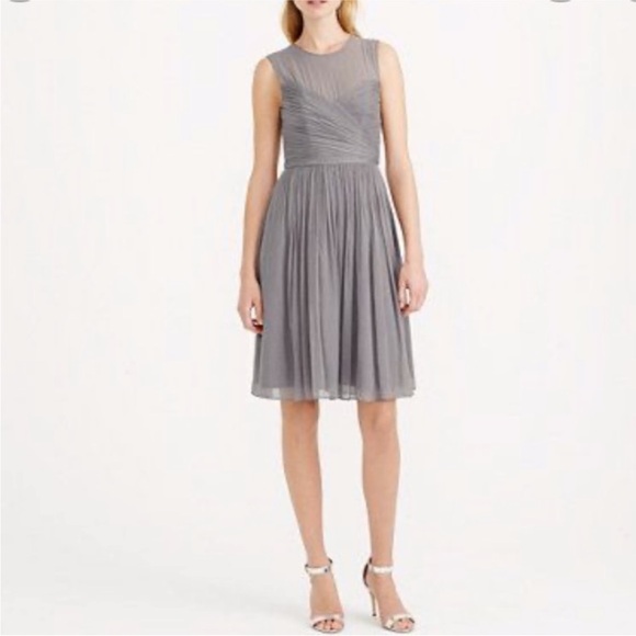 J. Crew Dresses & Skirts - J. Crew Clara Silk Chiffon Coctail Party Dinner Dress in Gray